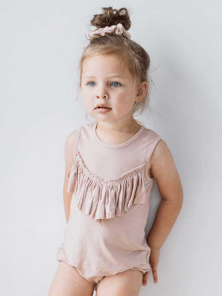 (W) Frill Playsuit - Dusty Pink