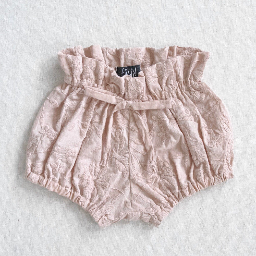 Scrunchie Waist Bloomer- Dusty Pink Embroider